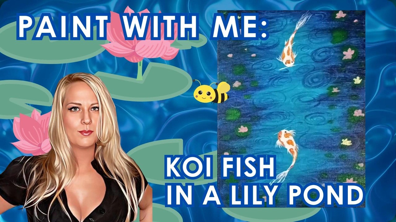 🎨🎏🐟 How to Paint a Beautiful Koi Fish with Lily Pads 🪷🌿 Full Step-by-Step Tutorial