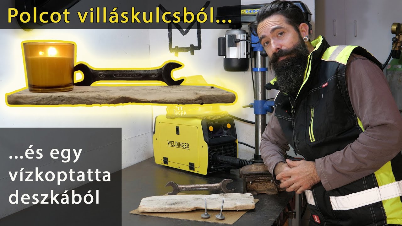 Készítettem egy rusztikus polcot ajándékba egy villáskulcsból és egy Balaton koptatta deszkából