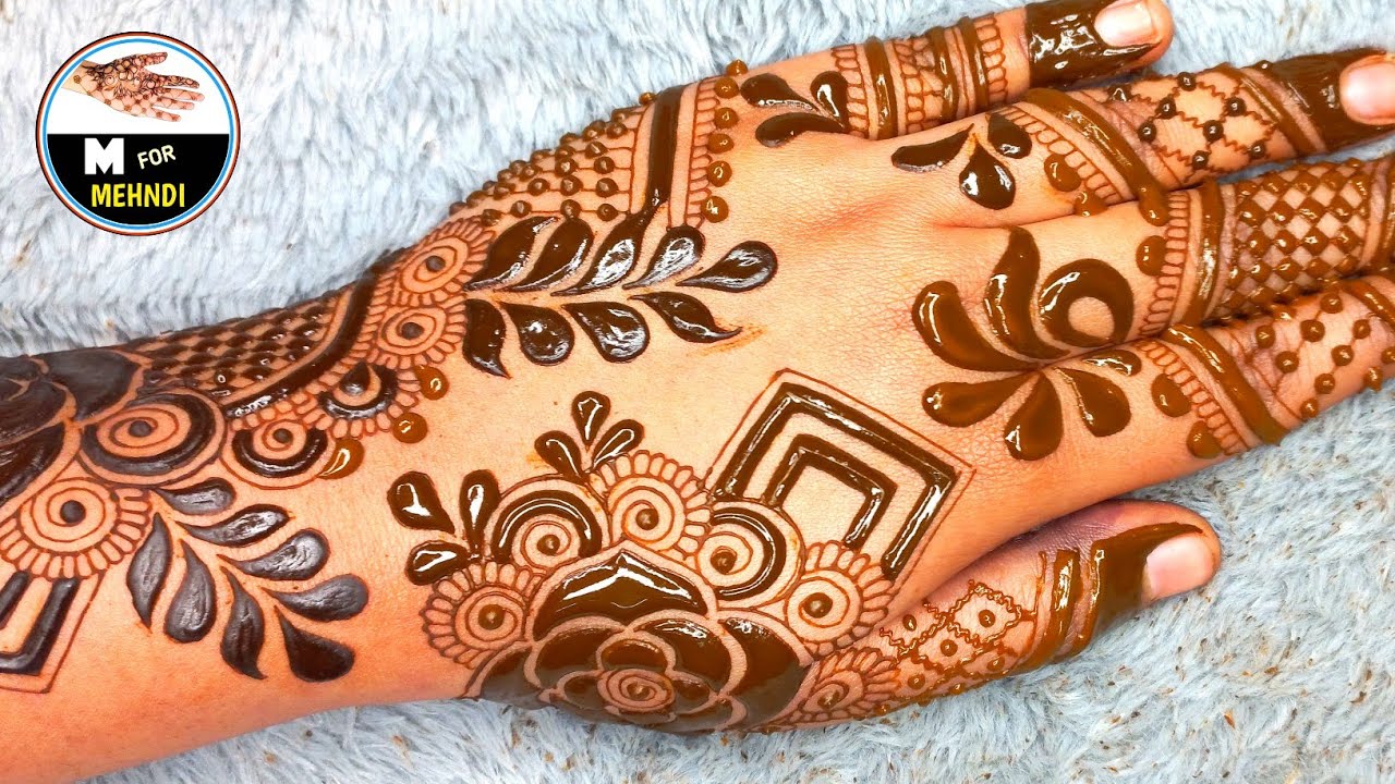 Beautiful Stylish Mehndi Design for back hand / Bold Floral Henna Design Beautiful Henna Style