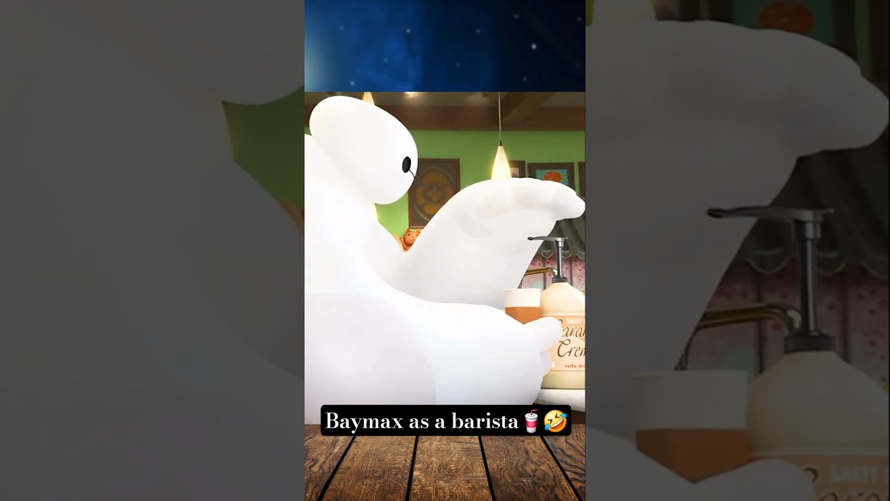 She Doesn&rsquo;t Trust Baymax as a Barista. Will he succeed☕🤖 #recap #movies #anime #shorts  #bighero6