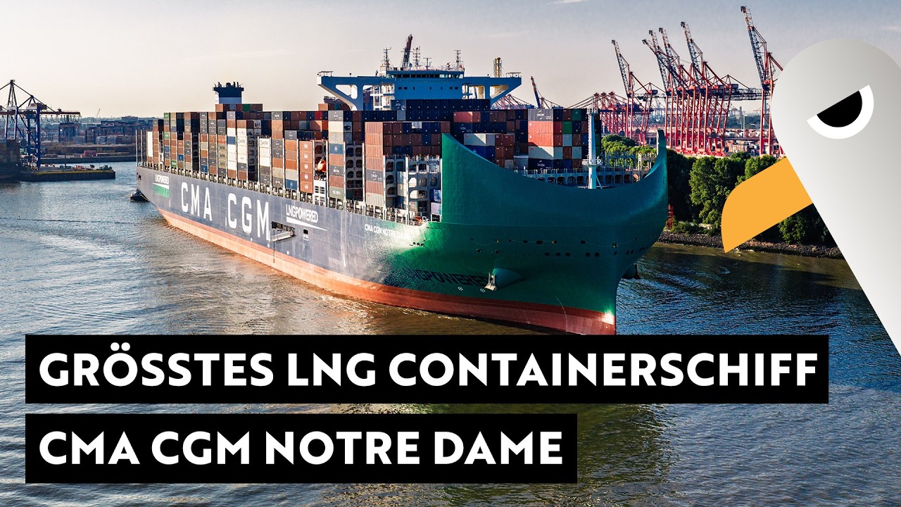 Gr&ouml;&szlig;tes LNG Containerschiff der Welt 🚢 CMA CGM NOTRE DAME in Hamburg