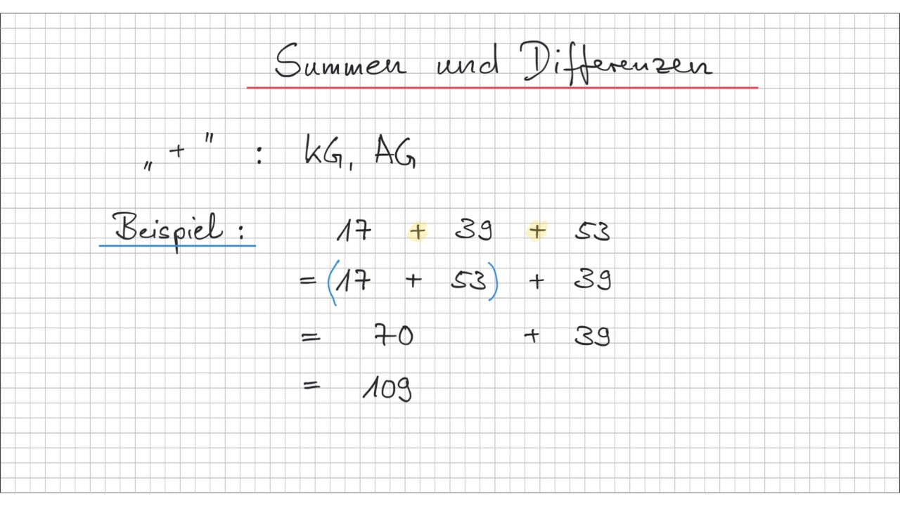 Rechenregeln - Summen und Differenzen