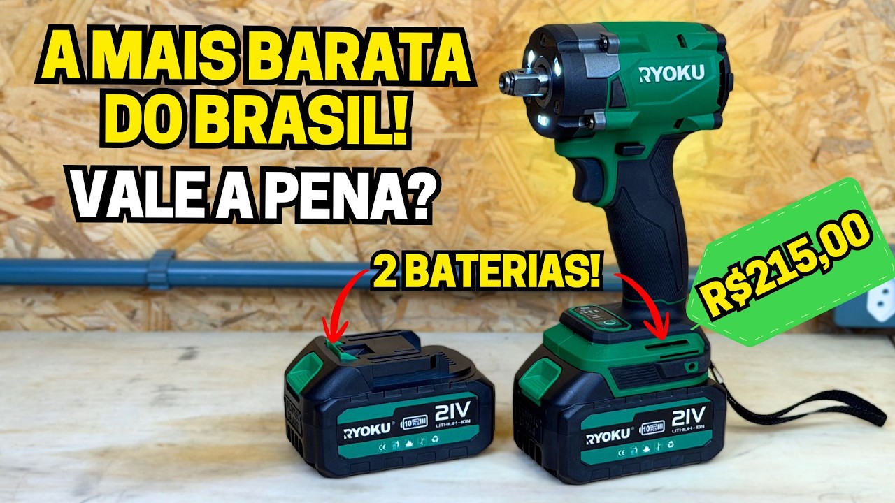 Chave de Impacto 600 N.m RYOKU Brushless 2 Baterias 21V | Boa e barata?