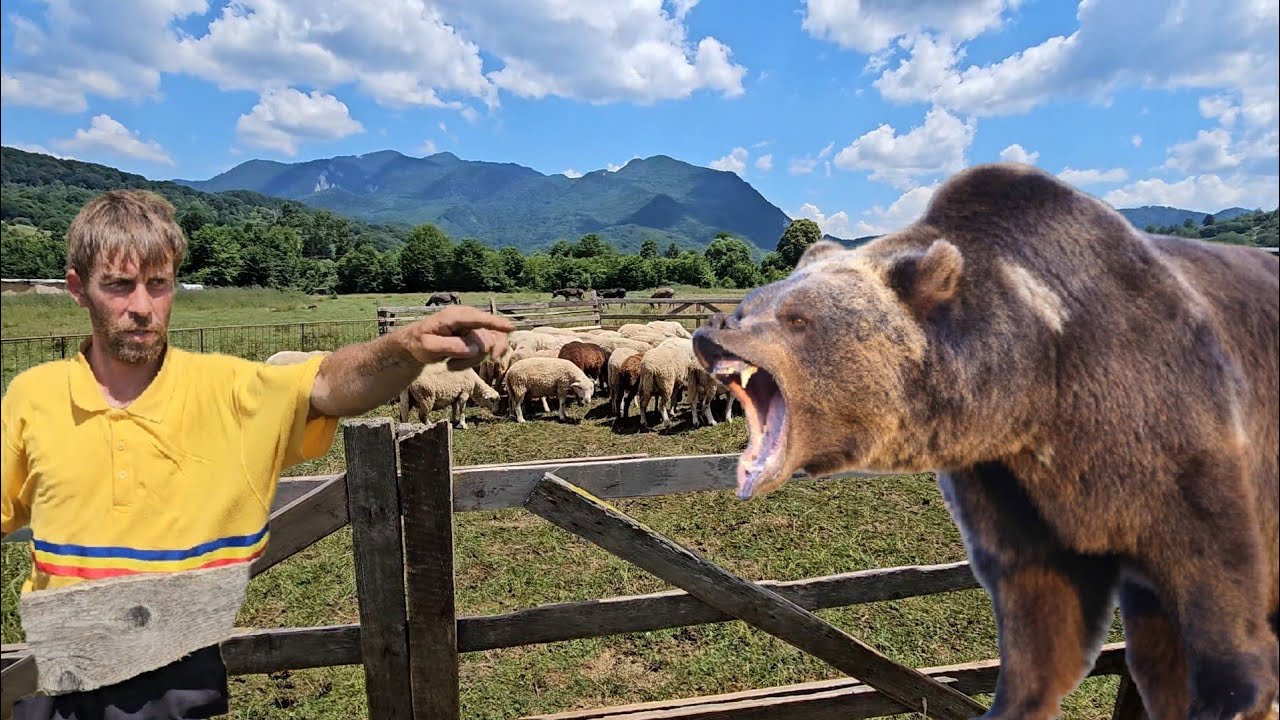 BUNICUL LUI A FOST OMORAT DE URS. TANARUL CIOBAN NE POVESTESTE.LA STANA TREBUIE MUSAI CAINI BUNI.