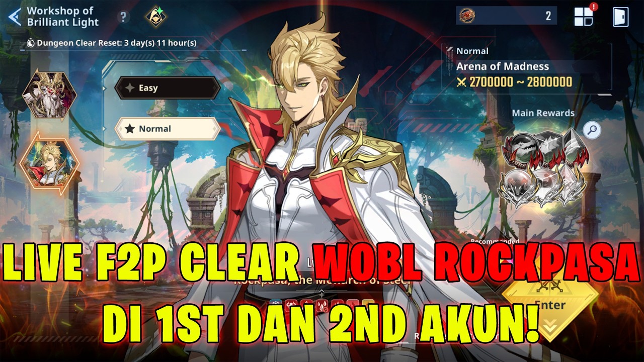 LIVE F2P CLEAR WOBL ROCKPASA NORMAL DI 1ST DAN 2ND AKUN + Simulation Gate - Solo Leveling:Arise