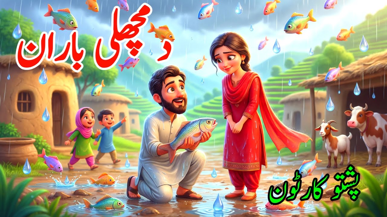 د کبانو باران | Pashto Cartoon Story | The Fish Rain