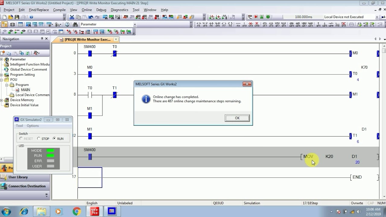 Counter and Timer Excercise, GX Works 2, Mitsubishi PLC, Q Series