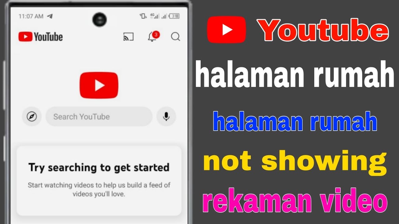 Cara Memperbaiki Masalah Beranda YouTube Tidak Menampilkan Video | Coba Cari untuk Memulai