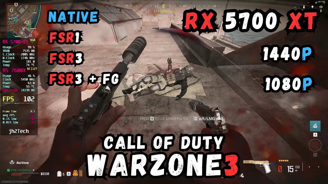 RX 5700 XT 8GB | COD Warzone - 1080p, 1440p, Balanced Settings + FSR3/FSR1/Native + FG with R5 7600X