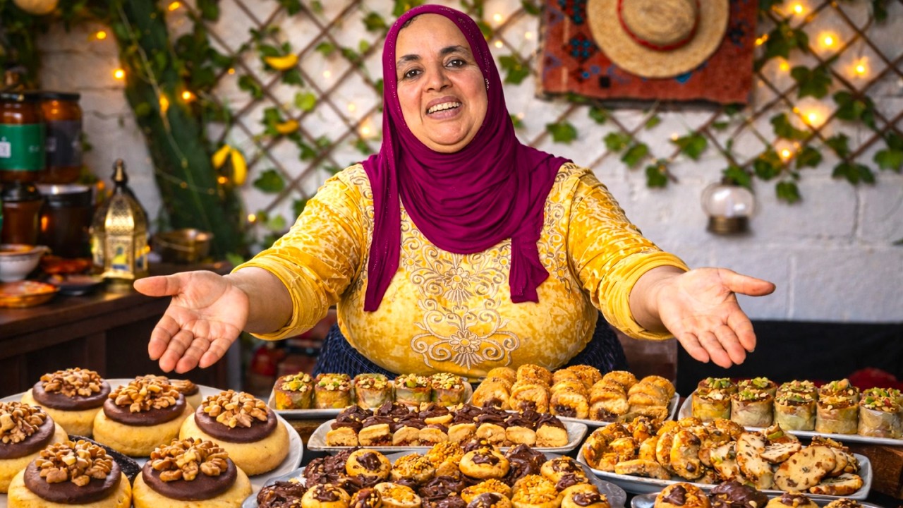 👉 حضرت أكبر طاولة حلويات مغربية 😍🔥 5 أنواع في الطبيعة !  5 Moroccan Sweets 😍