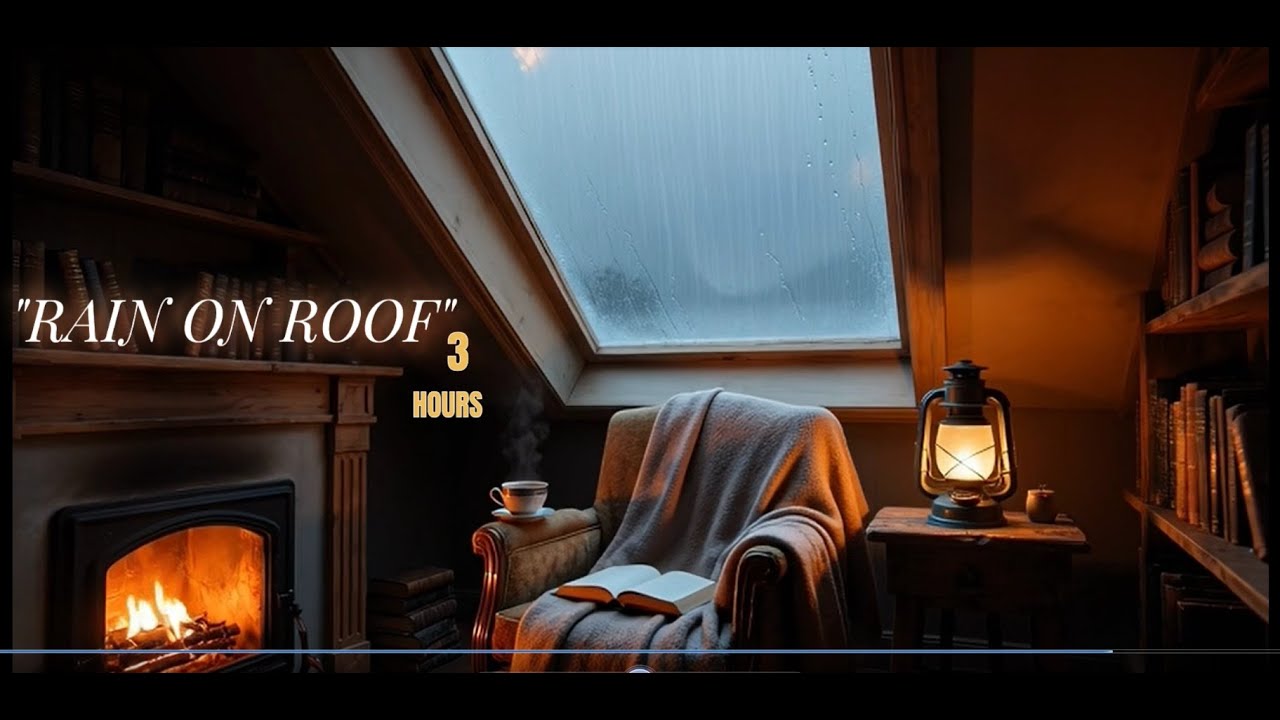 Cozy Attic Rain on Roof Sounds for Sleeping 🌧️ Heavy Rainstorm & Soft Wind | 3 Hours (No Thunder)