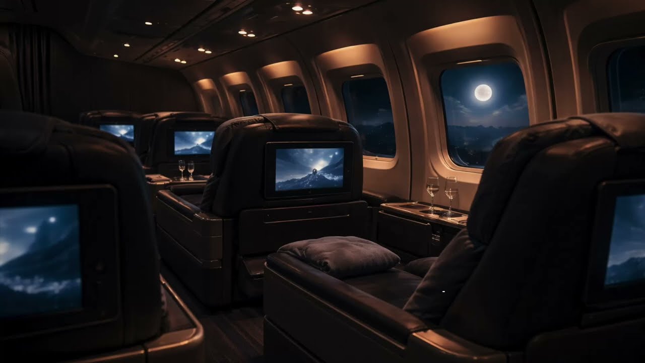 Sleep | Relax with 8 Hours Airplane Cabin Ambience ✈️ Night Flight White Noise Plane Sounds