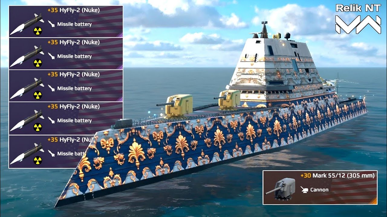 USS Zumwalt - 5x HyFly-2 (Nuke) With Mark 55/12 | Long Reload But Crazy Damage - Modern Warships