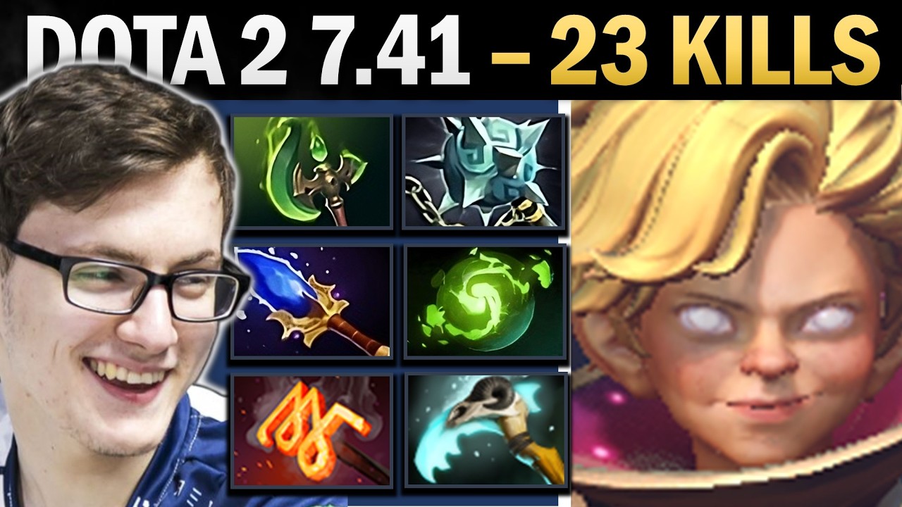 Invoker Dota 2 7.41 with 23 Kills and Witch Blade