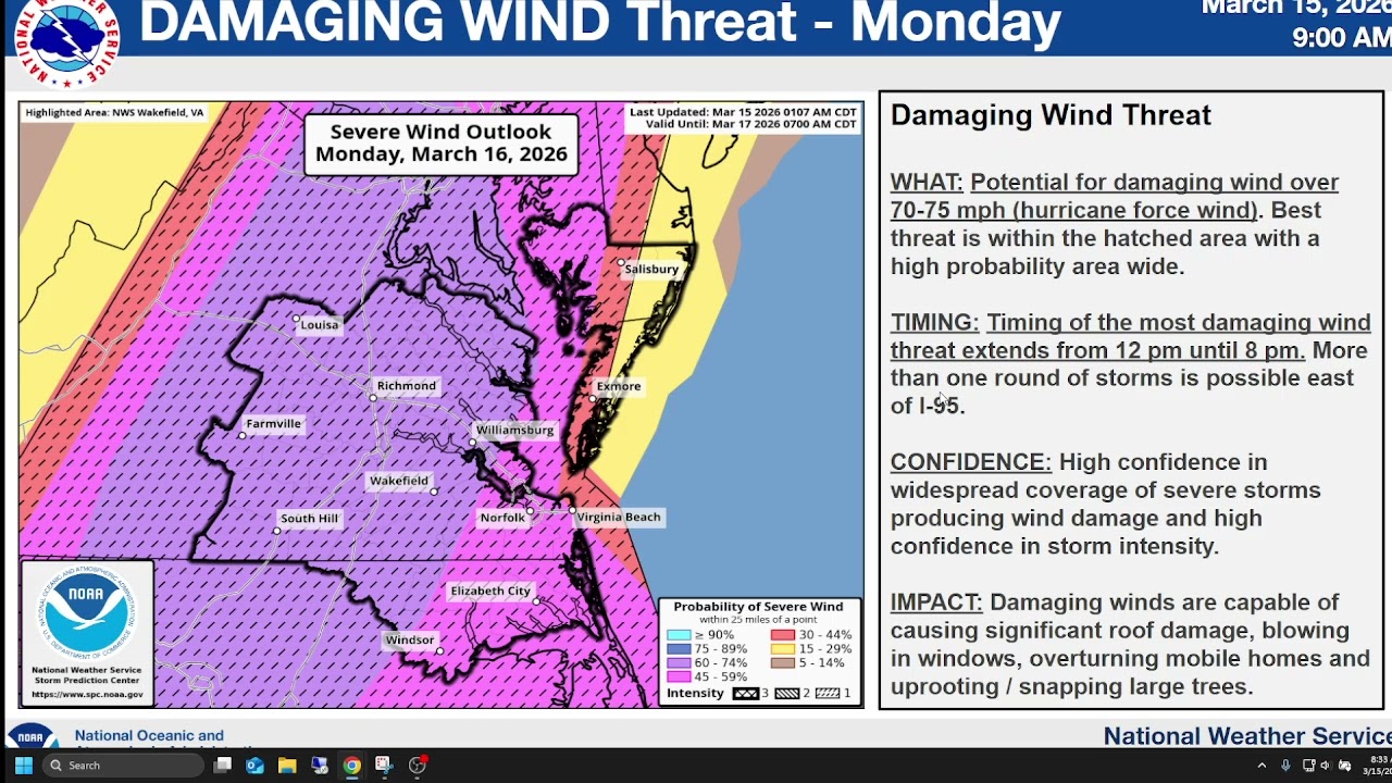 NWS Wakefield Briefing - Monday Severe Threat updated 3/15/26