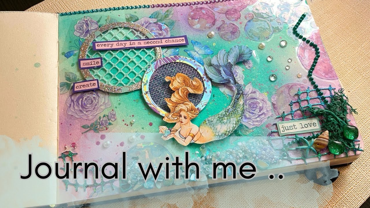 ASMR Art Journal 🩵💜 | Dreamy Mermaid 🧜‍♀️Theme in Pastel Blue & Purple 💜🩵 | Relaxing Scrapbooking