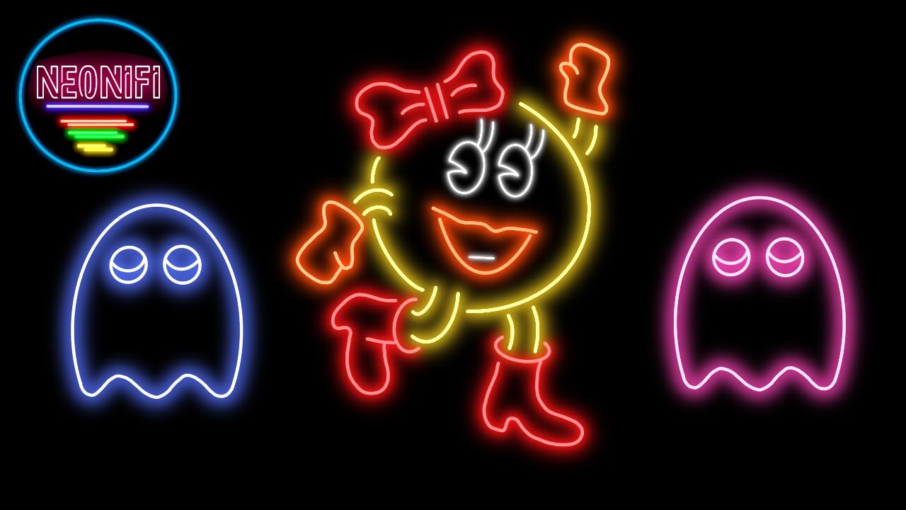 Ms Pacman Neon Sign - 10 Hours - 4K - OLED Safe - No Burn-in