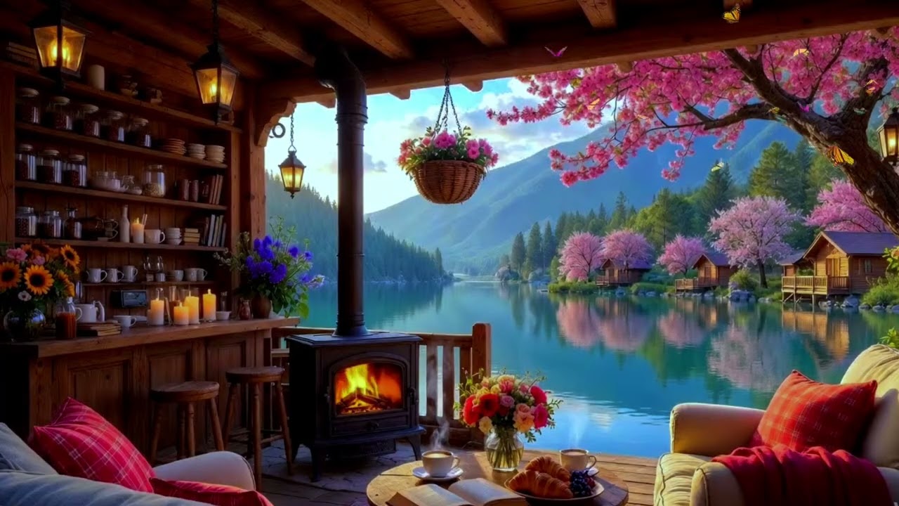 Today's Cozy coffee Shop spring 🌼 with Instrumental Music Smooth  Jazz  for Relaxing, Study & Work