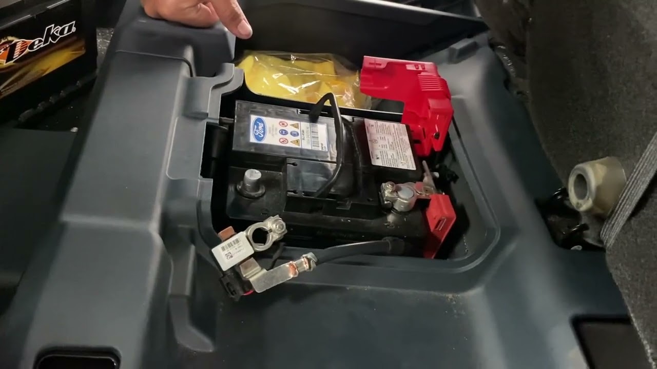When is the battery located for a 2022 Ford Maverick hybrid? Under the back seat