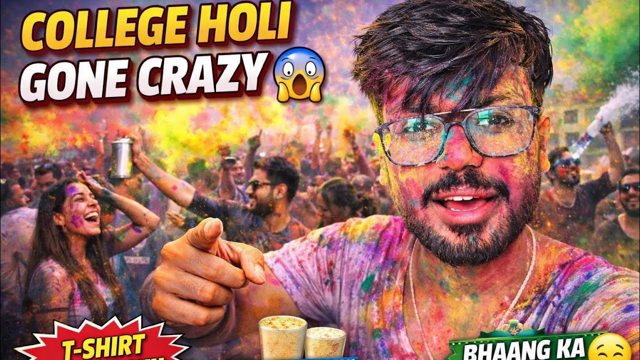 College Holi Celebration 2026 🎨T-Shirt Phat Gayi, Thandai Pi Li Aur Bhaang Chadh Gayi🤪@souravjvlogs 