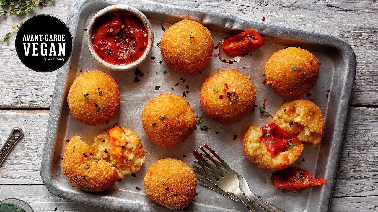 ARANCINI WITH MOZZARELLA (Risotto balls) | @avantgardevegan by Gaz Oakley
