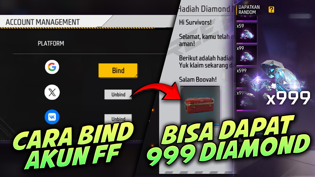 PENJELASAN LENGKAP CARA MULTI BIND AKUN FF MENGGUNAKAN FACEBOOK GOOGLE VK DAN X DAPAT 9999DM