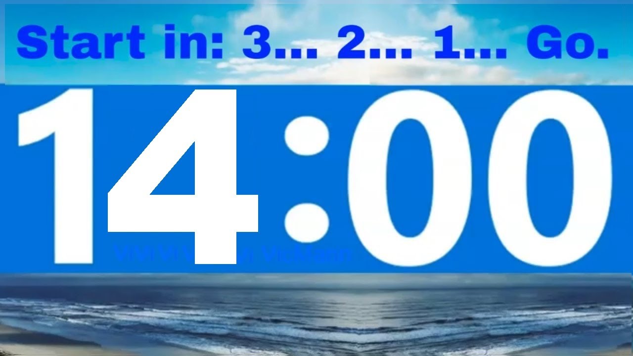 14 Minute Countdown Timer -Beep & Time Remaining at Each Minute * NO ADS DURING TIMER -No Music