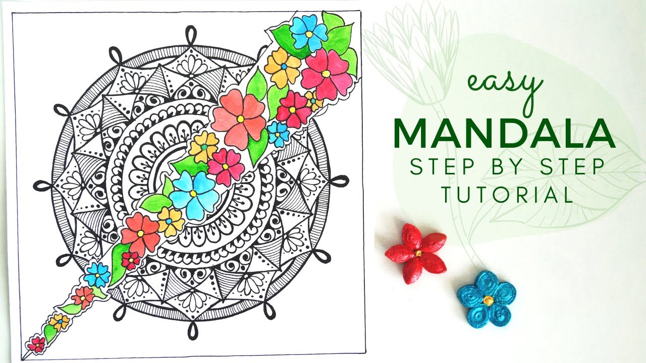Learn to draw easy mandala art || step by step || Mandala for beginners || mandala with watercolor