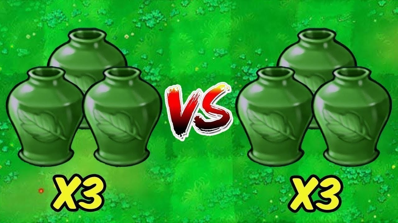 PVZ 1 Hybrid Challenge - 3 Green Plants Vases VS 3 Green Zombie Vases - Who Will Win?