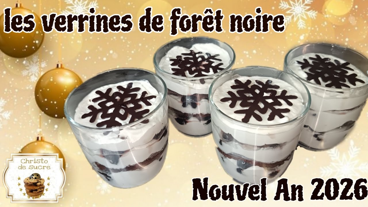 ❄️La délicieuse recette des verrines de forêt noire du nouvel an, Saint Sylvestre pour 4 personnes☃️