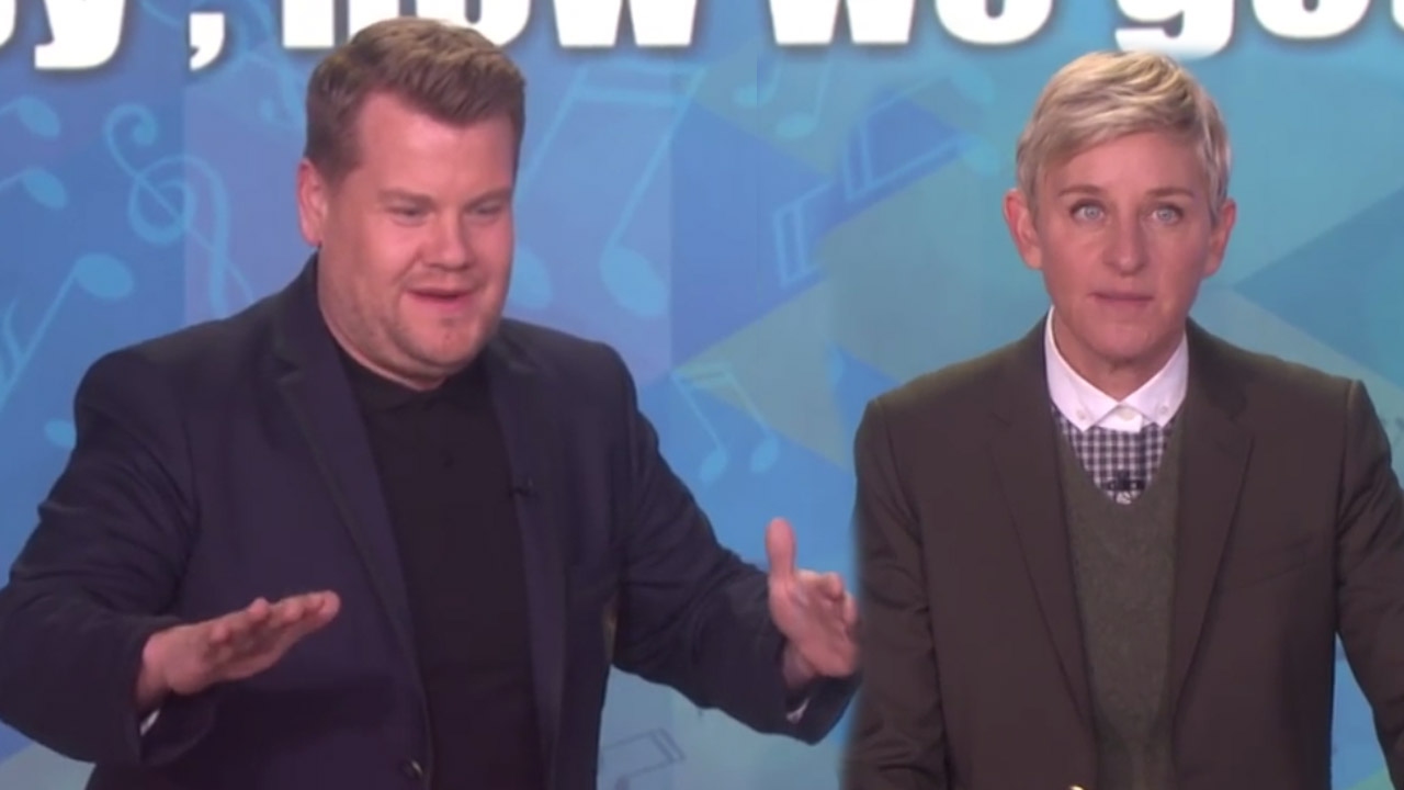 James Corden & Ellen Play Finish The Lyric & Sing Taylor Swift, Justin Bieber & MORE