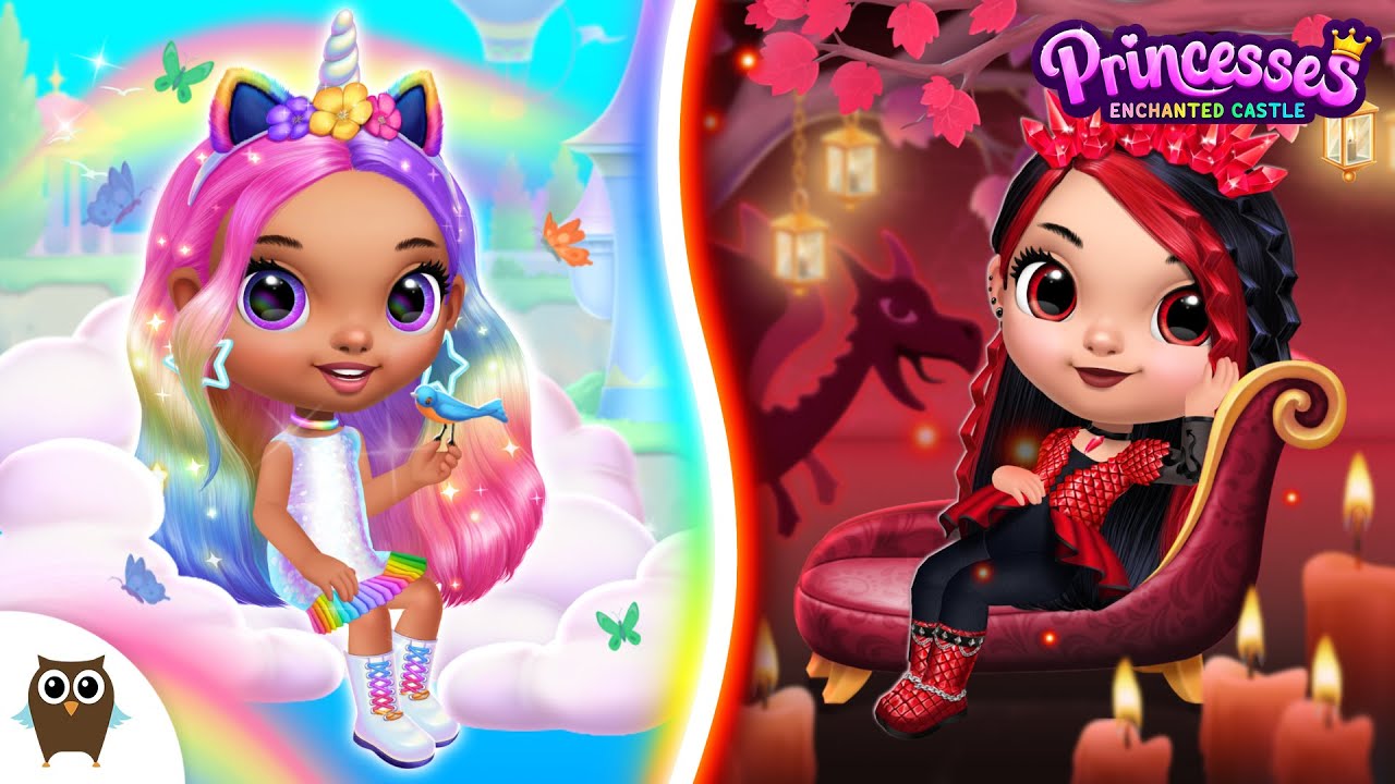 Rainbow VS Ember 🌈❤️Princess Makeovers ✨ Princesses - Enchanted Castle | TutoTOONS