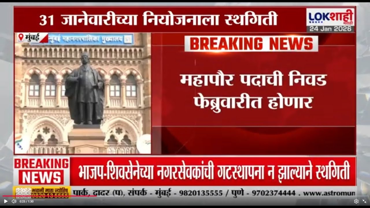 Mayor Reservation | महापौर पदाची निवड लांबणीवर; 31 जानेवारीच्या नियोजनाला स्थगिती | Lokshahi Marathi