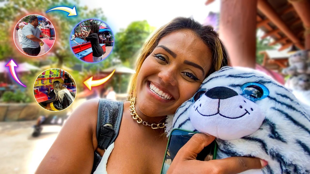 FOMOS EM TODOS OS BRINQUEDOS QUE DÃO PRÊMIOS NO PARQUE!!!