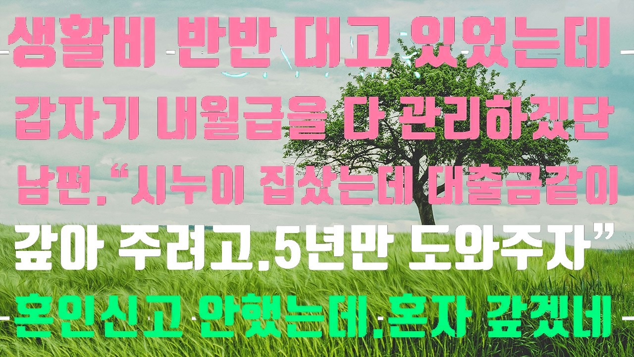 [실화사연]생활비 반반 내고 있었는데 갑자기 내월급을 다 관리하겠단 남편.[신청사연][썰][사이다썰]