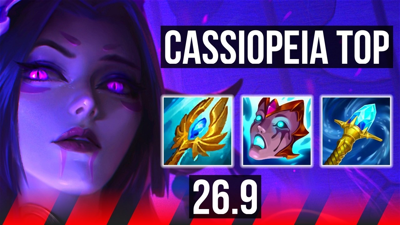 CASSIOPEIA vs ZAAHEN (TOP) | 82K damage, Deathfire Touch, 8k gold comeback | NA Master | 26.9