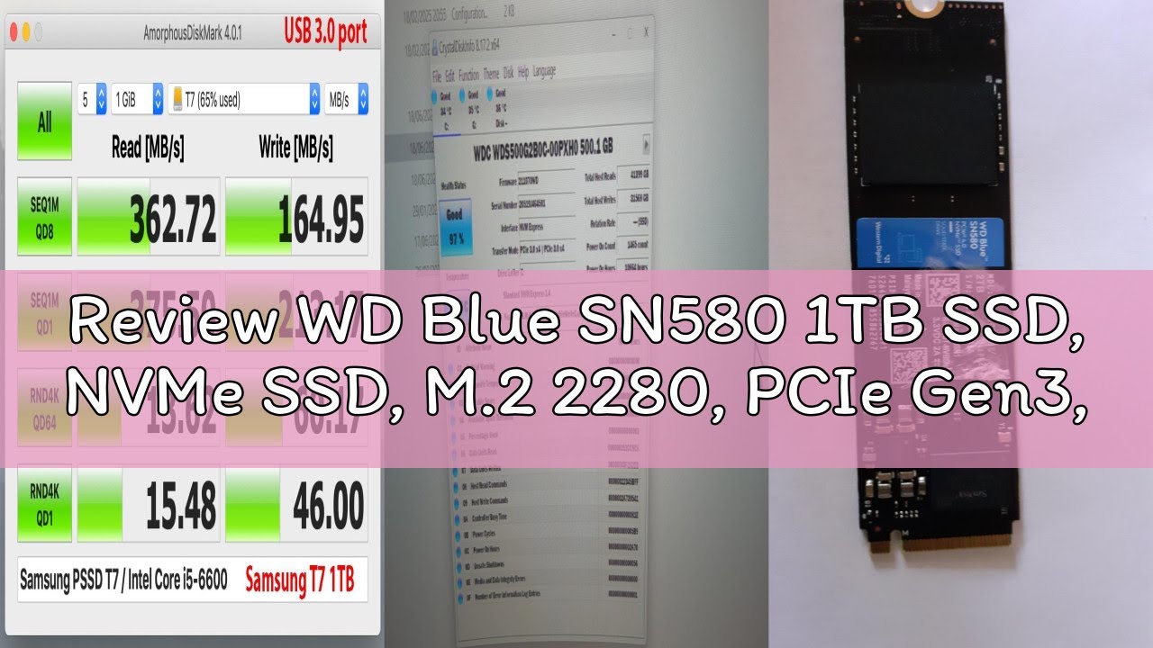 Review WD Blue SN580 1TB SSD, NVMe SSD, M.2 2280, PCIe Gen3, up to 4150 MB/s read speeds, nCache 4.0