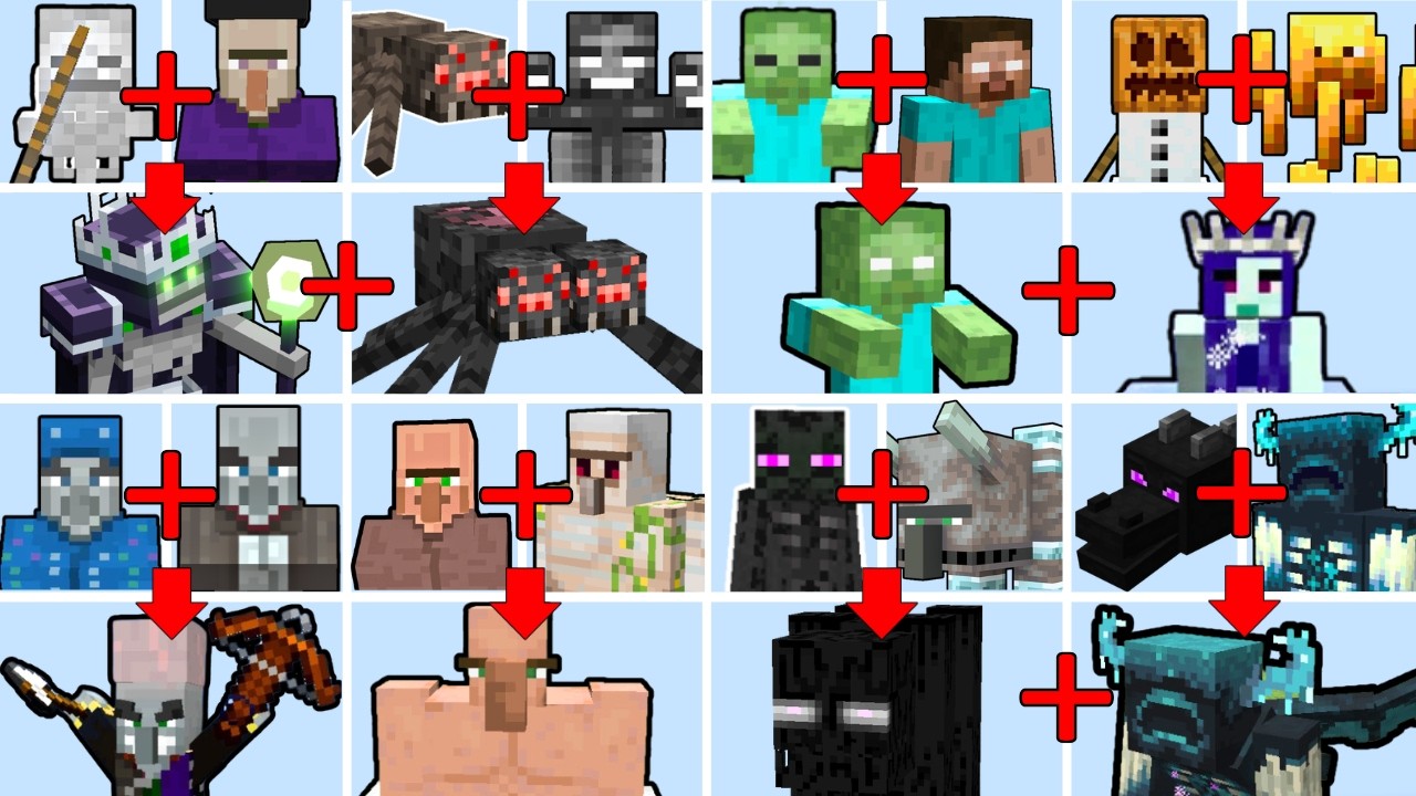 MINECRAFT MOB TOURNAMENT BUT THE MOBS COMBINE | Minecraft Mob Battle
