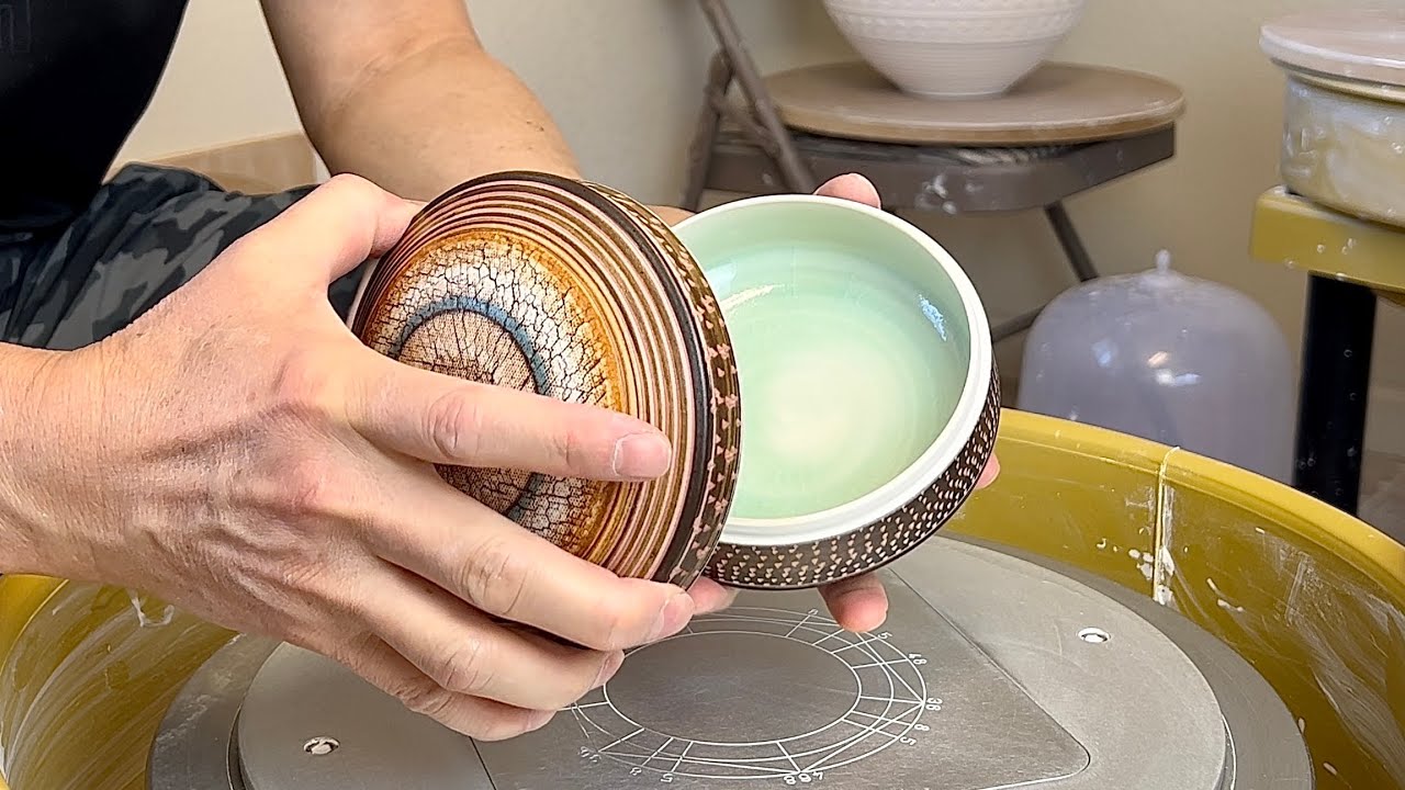 745. Making a Sodium Silicate Texture Slab Lidded/Covered Jar with Hsin-Chuen Lin 林新春 岩花瓶盒製作示範