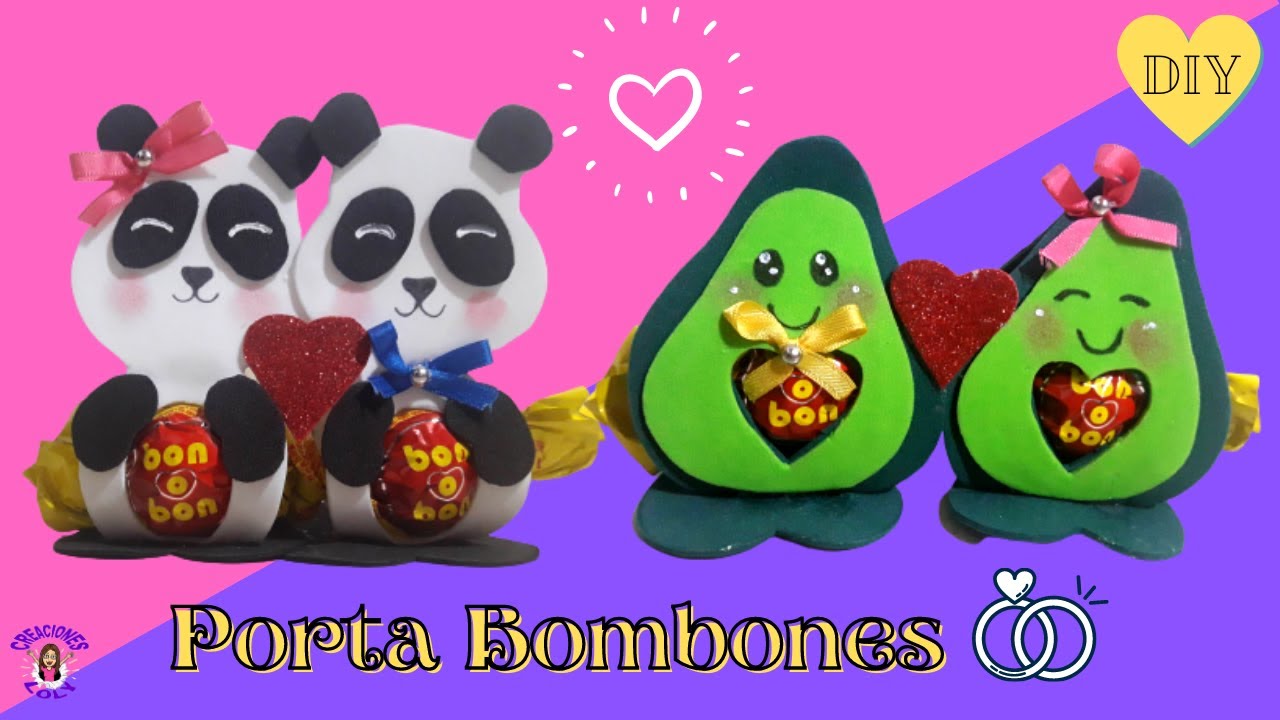 2 Ideas para San Valentín 2021 💗 Porta Bombones en foamy 🐼🥑