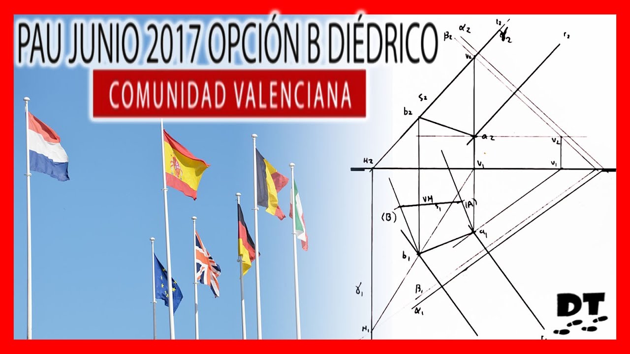 📐 PAU JUNIO 2017 Valencia 3B 💪 Ejercicios de SELECTIVIDAD de DIÉDRICO dibujo técnico resueltos