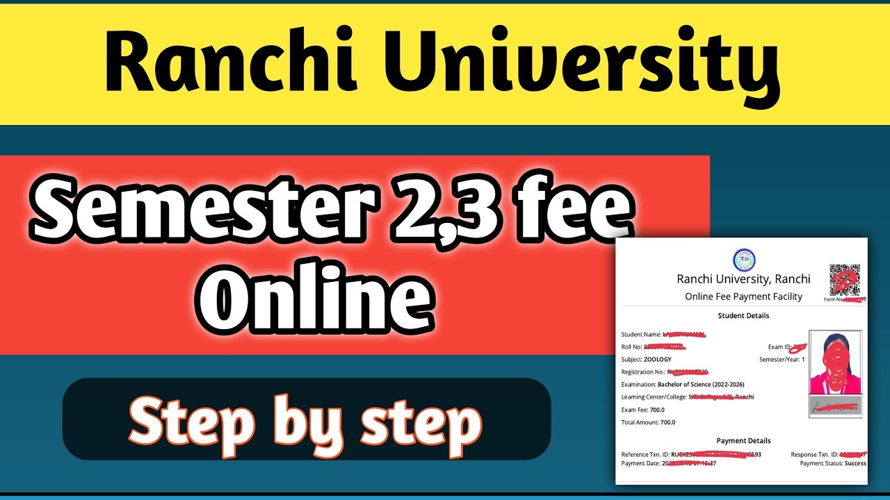 Ranchi University ug semester 2, 3 online exam form fillup process |  Semester 2 examination fee