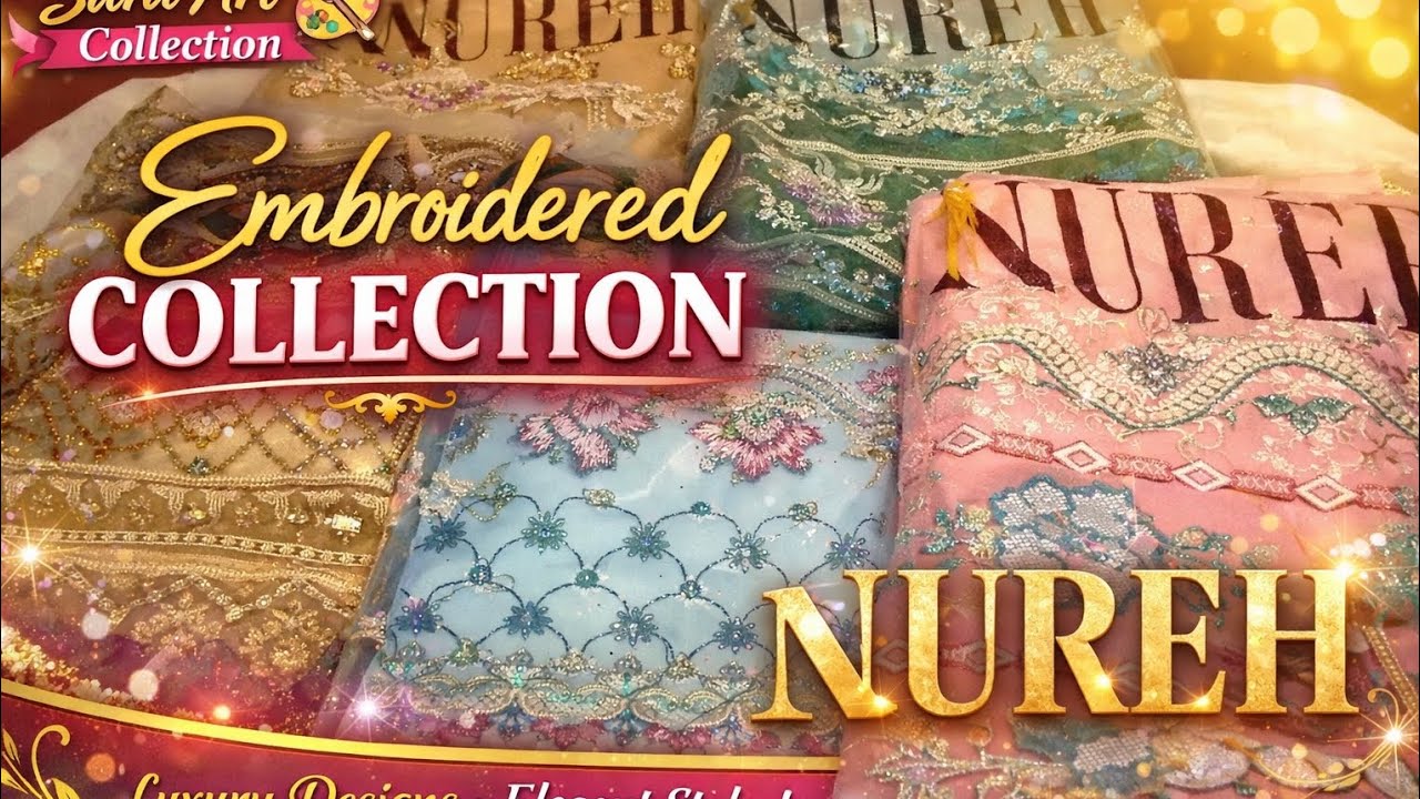 Embroided collection nureh & motifz chunri collection order for Whatsapp 03248459758