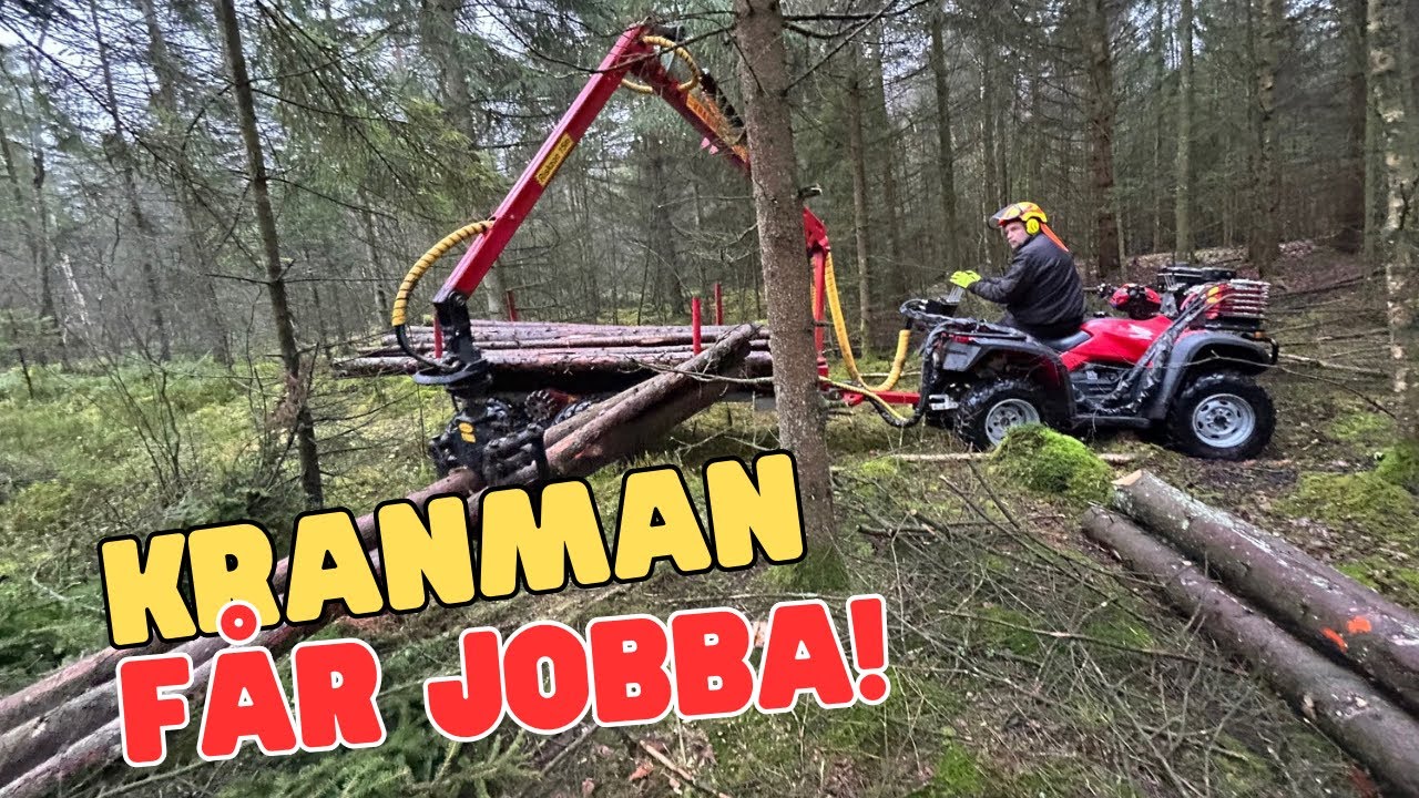 Går igenom olika funktioner med Kranman skogsvagn. Kommer Markus köra fast?