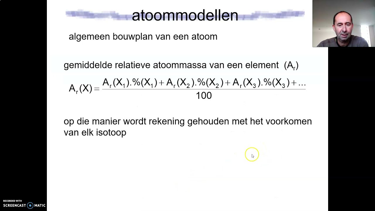 01 - atoommodellen - 01 kern en mantel isotopen gemiddelde relatieve atoommassa