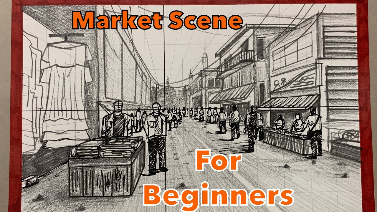 How to Draw Market Scene Composition | For Beginners | Artist Deepkaran| #composition #pencilsketch