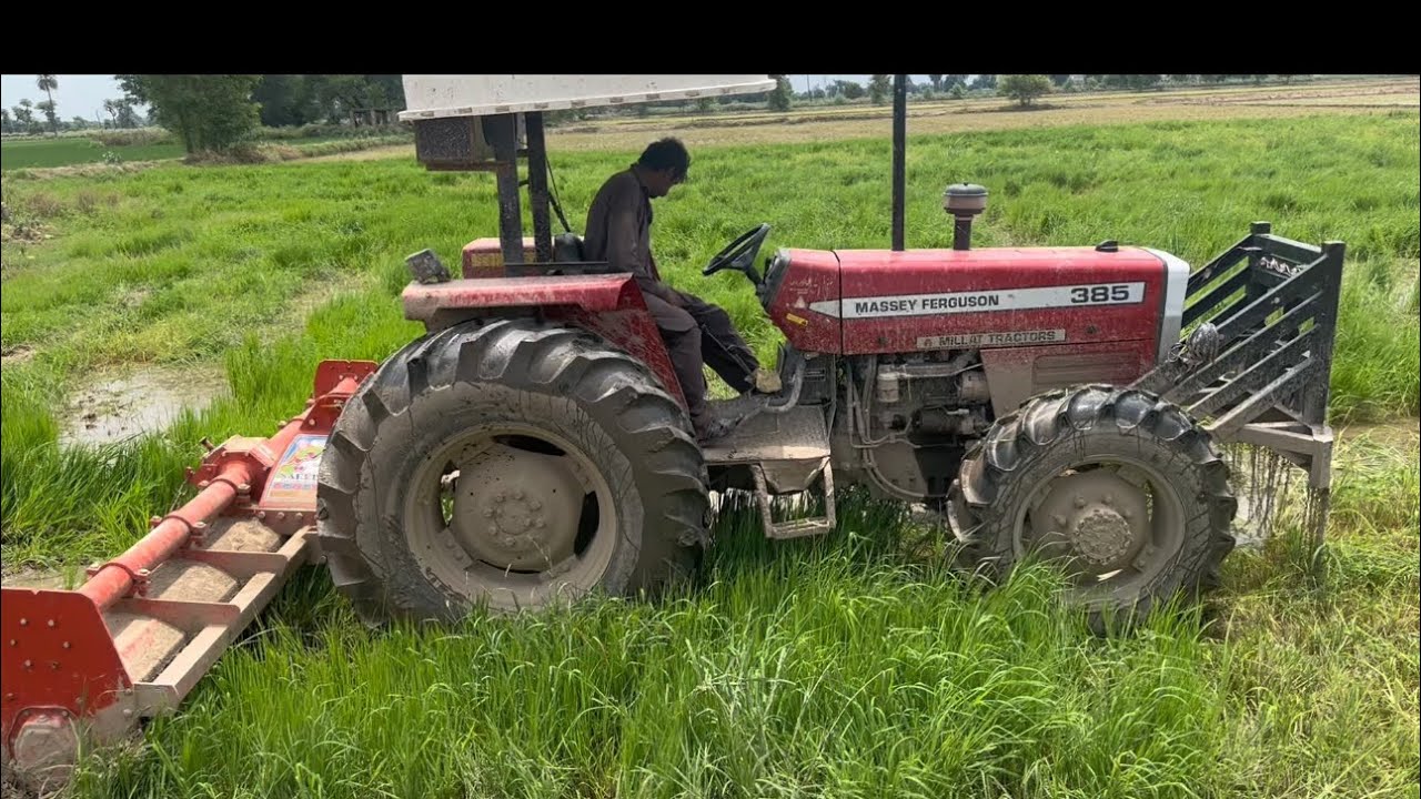 MF 385 4x4 with 90 cutter big rotavator 🔥