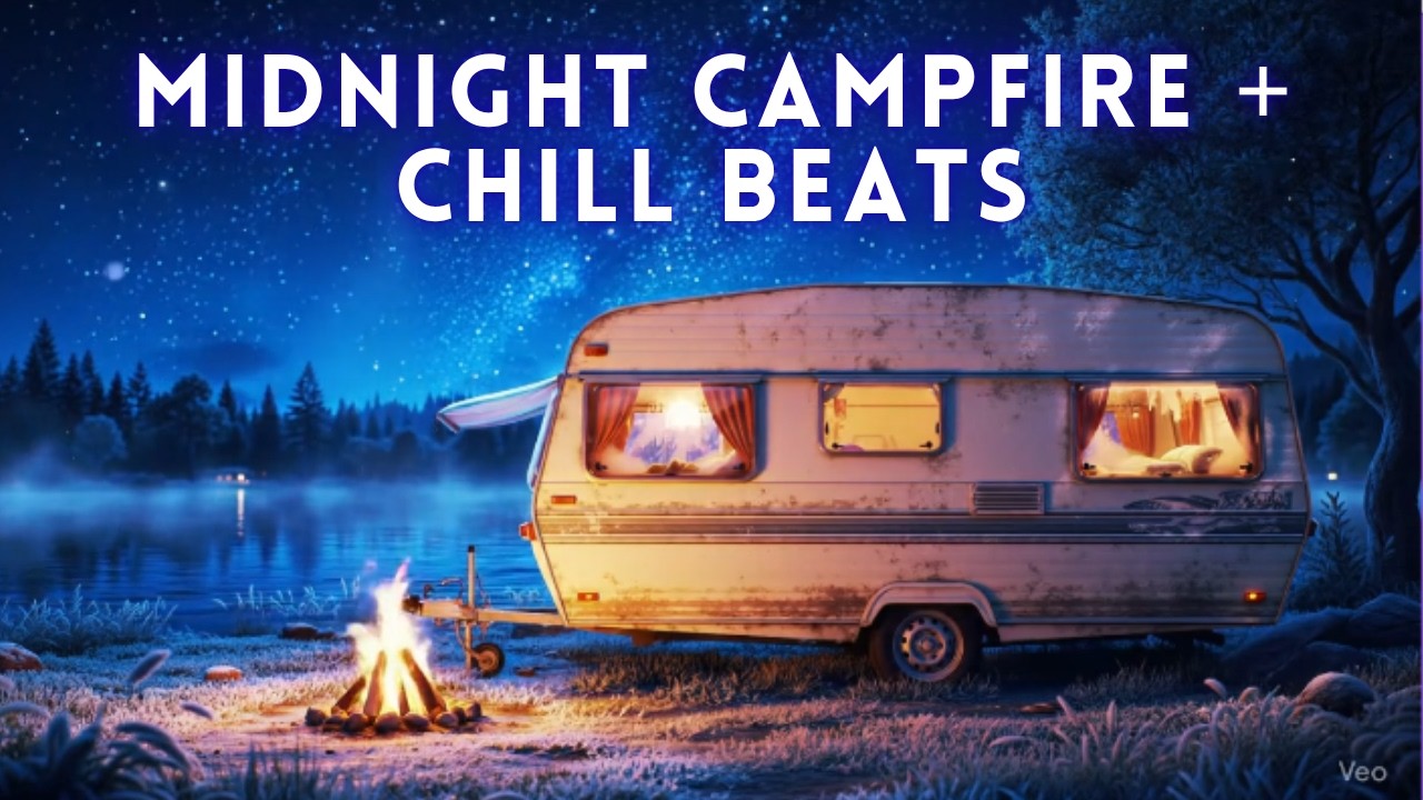 Midnight Lakeside Trailer Camp | Lo-Fi Chill Beats by the Fire | 1 Hour