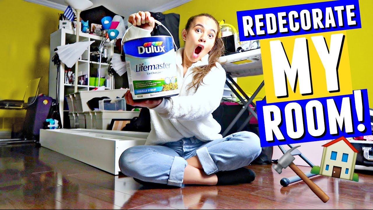 REDECORATE MY ROOM WITH ME!! 🏠🔨 (New Bedroom & Makeup Studio Organization)