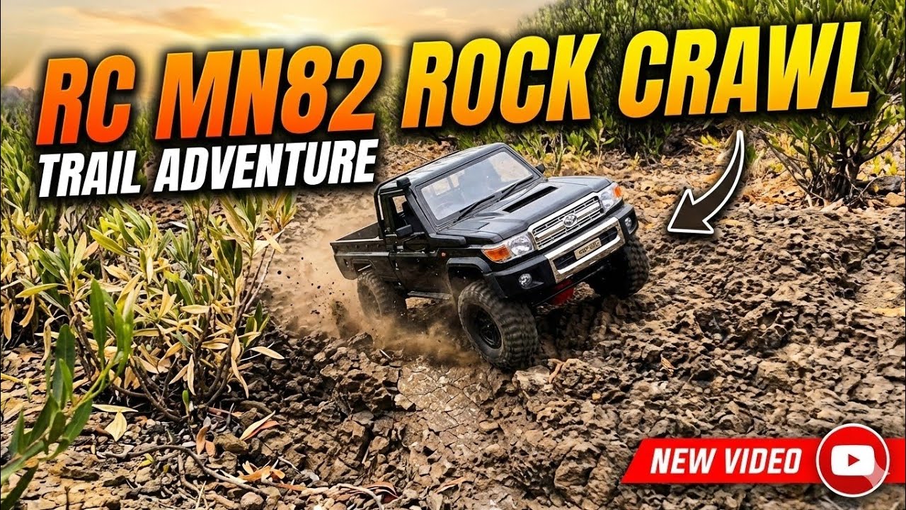 MN82 Rock Crawl & Trail Drive (4K Footage), Toyota Land Cruiser LC79 1:12 Scale #rcfun385 #rchobby 